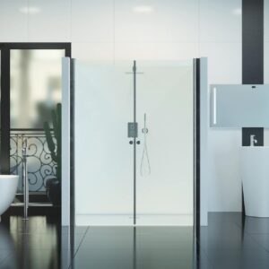 Nischendusche in Klar mit Doppel Drehtür ESG | Nano | Breite 680-1400  mm | Höhe 1950 mm | Justiermöglichkeit +30 mm