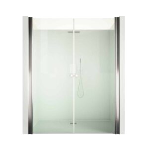Nischendusche in Klar mit Doppel Drehtür ESG | Nano | Breite 680-1400 mm | Höhe 1950 mm | Justiermöglichkeit +30 mm