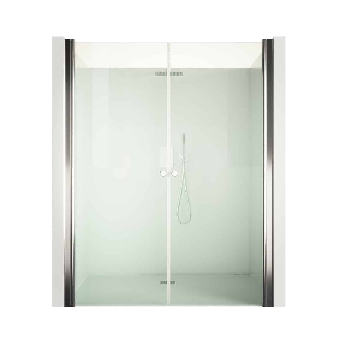 127034_Product Nischendusche in Klar mit Doppel Drehtür ESG | Nano | Breite 680-1400 mm | Höhe 1950 mm | Justiermöglichkeit +30 mm