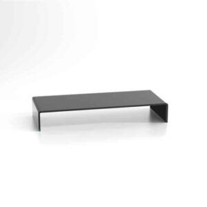 Glasaufsatz in Schwarz, 12mm, gebogener Glastisch