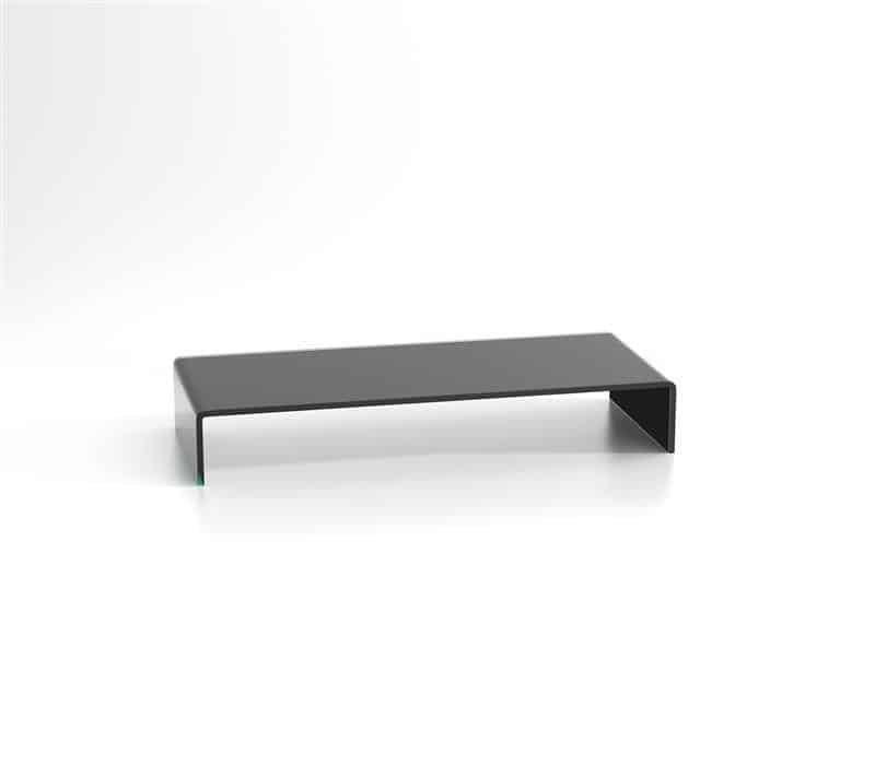 Glasaufsatz in Schwarz, 12mm, gebogener Glastisch