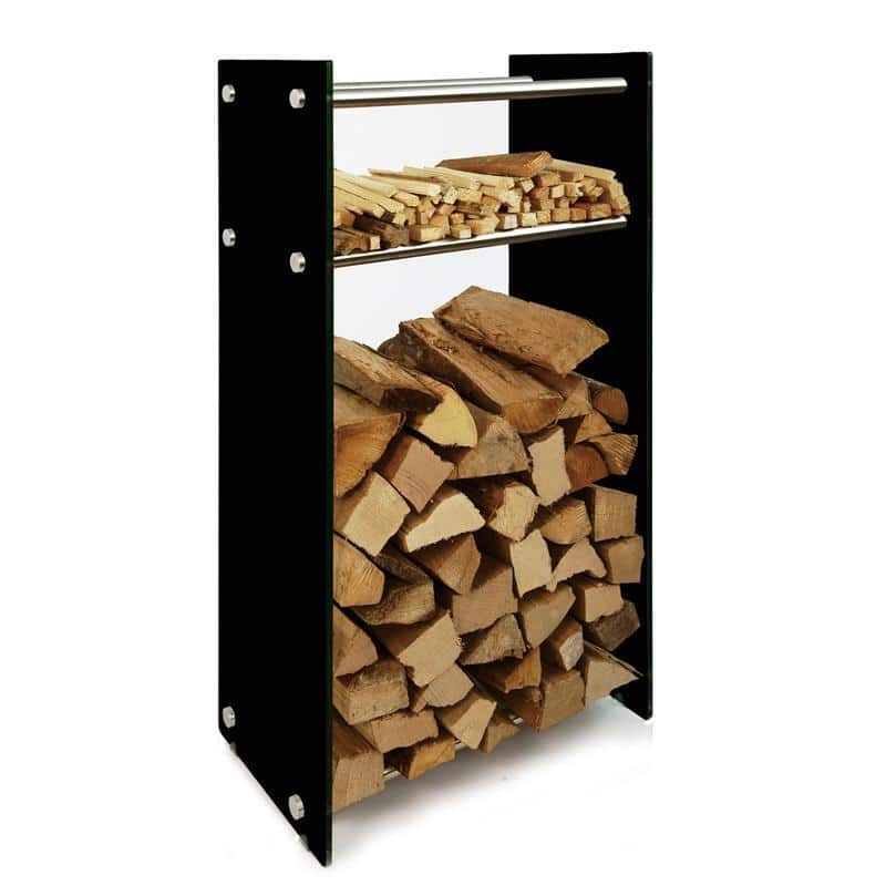 Holzregal in Schwarz, ESG, 12mm, Holzaufbewahrung