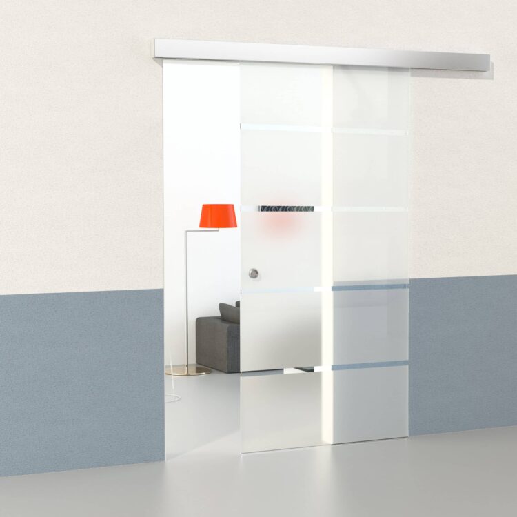 Glasschiebetür im Sondermaß geschlossener Beschlag ESG | Kanten poliert