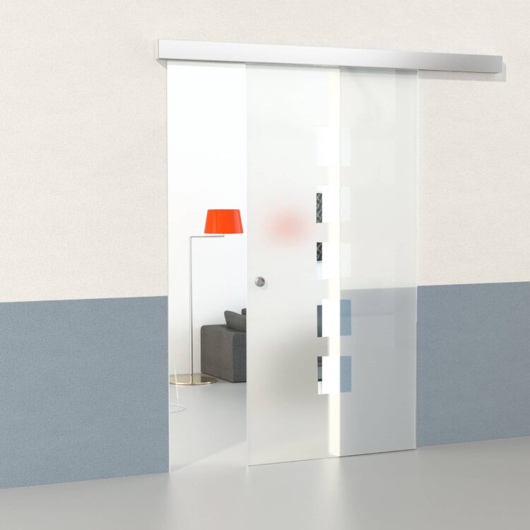 Glasschiebetür im Sondermaß geschlossener Beschlag ESG | Kanten poliert