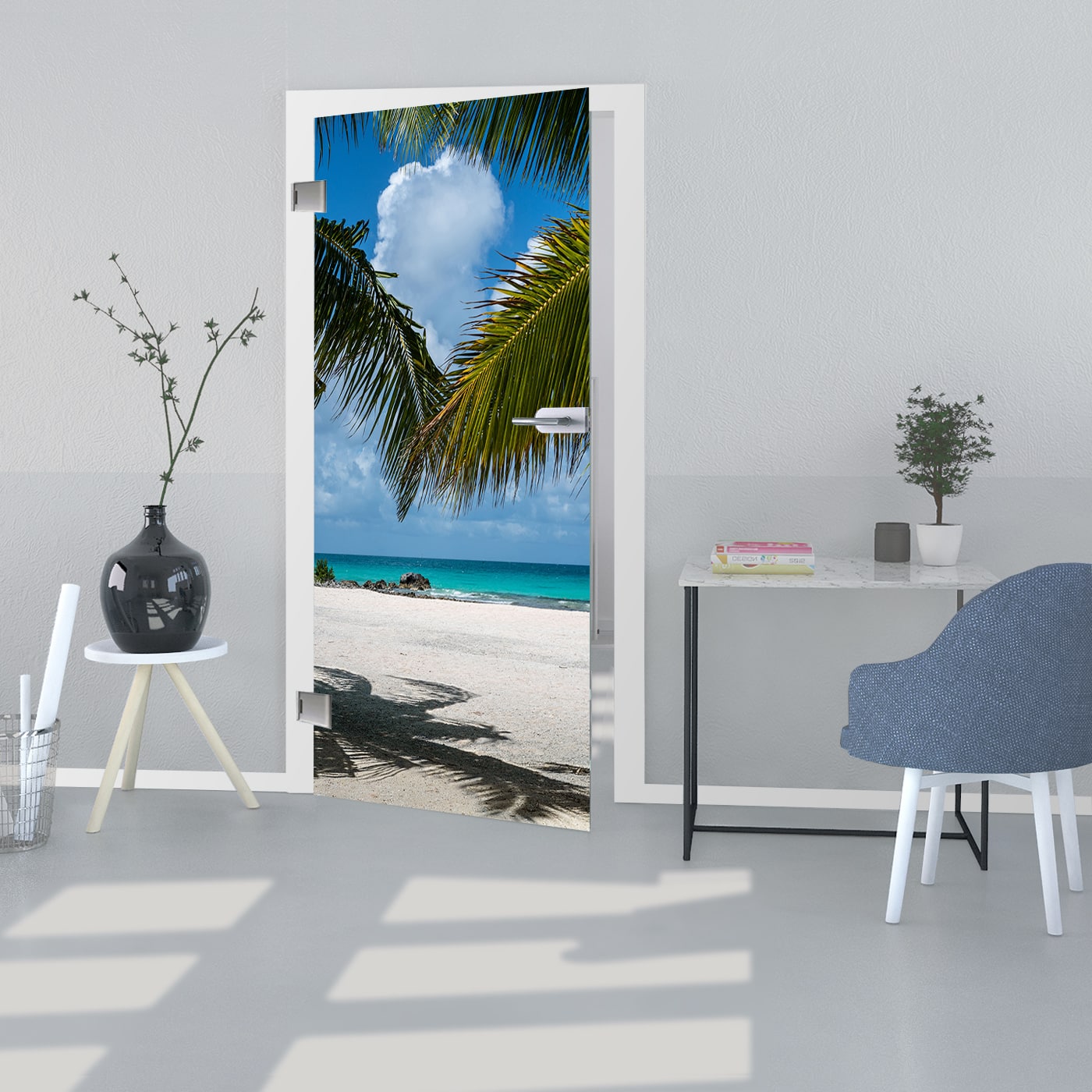 Glasdrehtüren mit Foto-Motiv