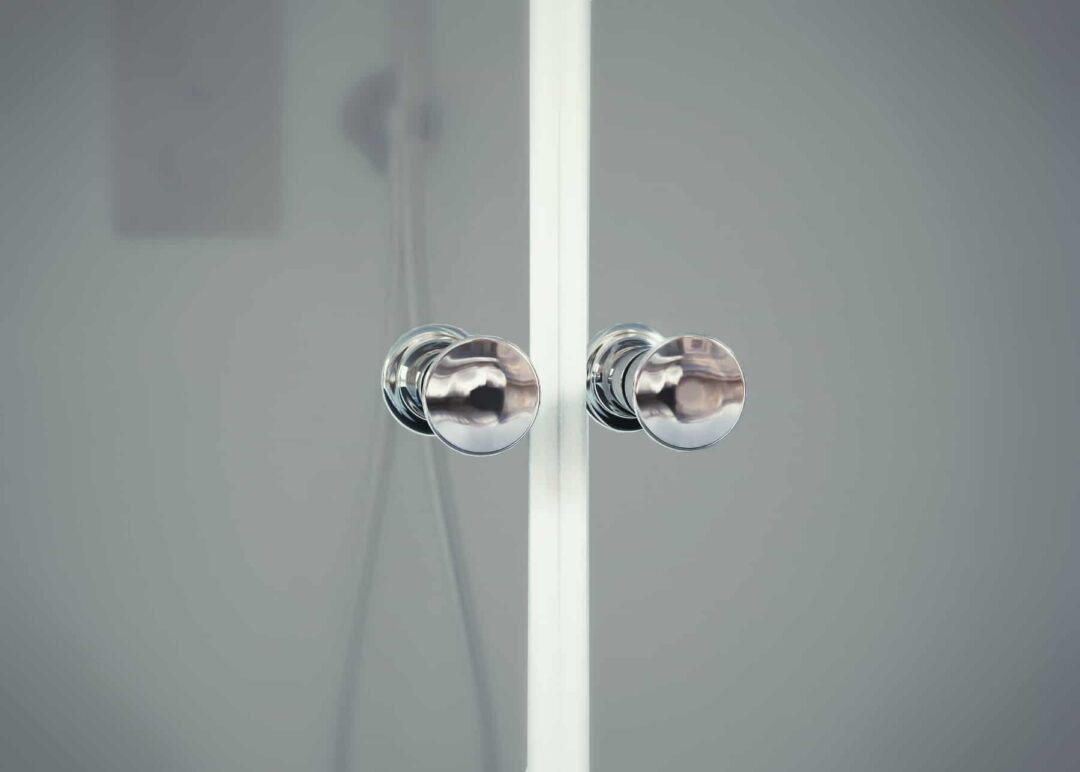 Nischendusche in Grau mit Doppel Drehtür ESG | Nano | Breite 700-1350 mm | Höhe 1950 mm | Justiermöglichkeit +50 mm