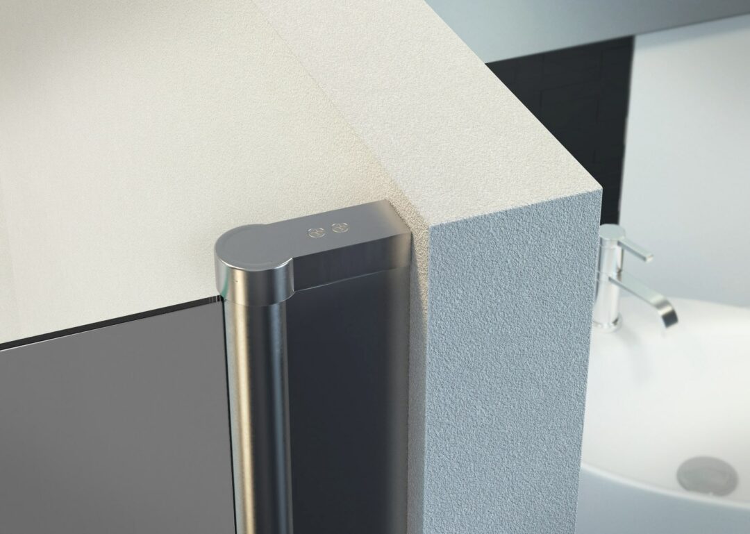 Nischendusche in Grau mit Doppel Drehtür ESG | Nano | Breite 700-1350 mm | Höhe 1950 mm | Justiermöglichkeit +50 mm