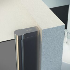 Nischendusche in Grau mit Doppel Drehtür ESG | Nano | Breite 700-1350 mm | Höhe 1950 mm | Justiermöglichkeit +50 mm