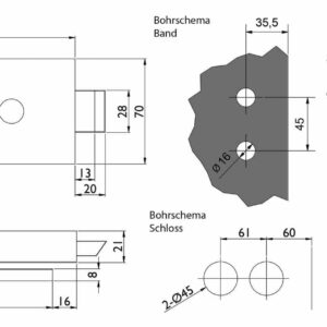 Glastürbeschlag Set M in Edelstahl satiniert UV (Unverschlossen) DIN Office/Studio