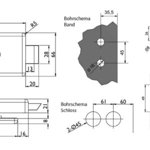 Glastürbeschlag Set V in Edelstahl satiniert UV (Unverschlossen) DIN Office/Studio