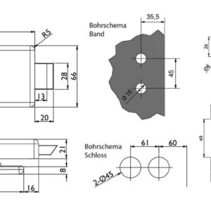Glastürbeschlag Set V in Edelstahl satiniert PZ (Zylindervorrichtung) DIN Office/Studio