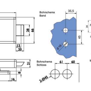 Glastürbeschlag Set P in Edelstahl satiniert PZ (Zylindervorrichtung) DIN Office/Studio