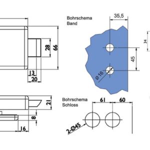 Glastürbeschlag Set P in Edelstahl satiniert Eckig UV (Unverschlossen) DIN Office/Studio