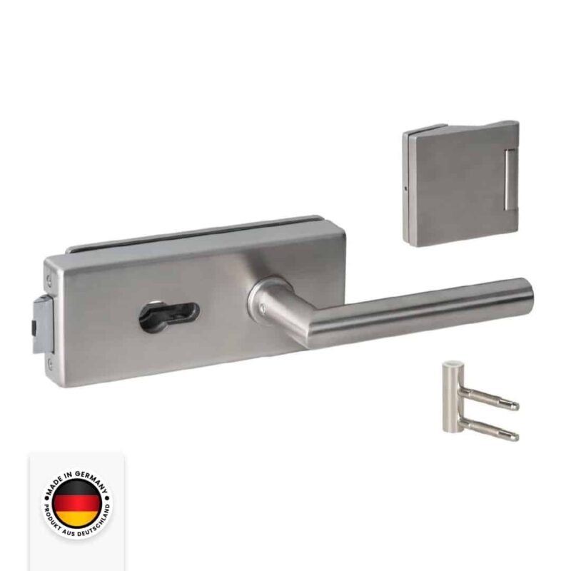 Glastürbeschlag Set P in Edelstahl satiniert PZ (Zylindervorrichtung) DIN Office/Studio