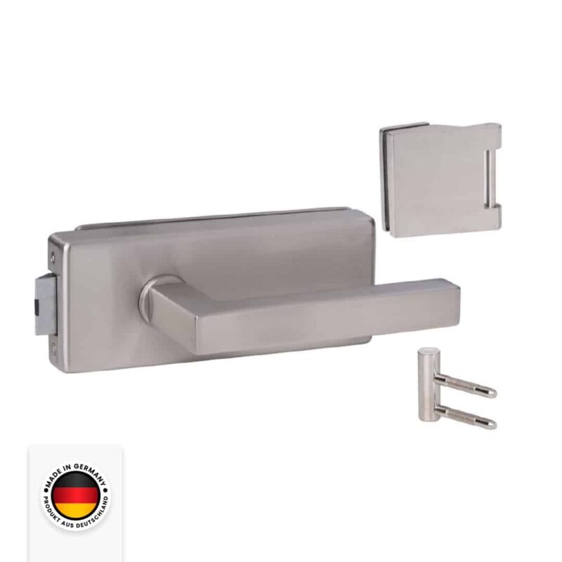 Glastürbeschlag Set P in Edelstahl satiniert Eckig UV (Unverschlossen) DIN Office/Studio