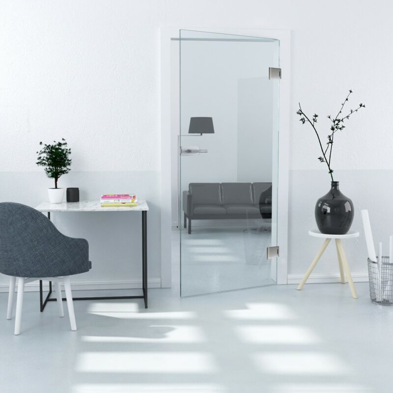 Ganzglastür in Klar, ESG, 8mm, Kanten poliert, Office/Studio