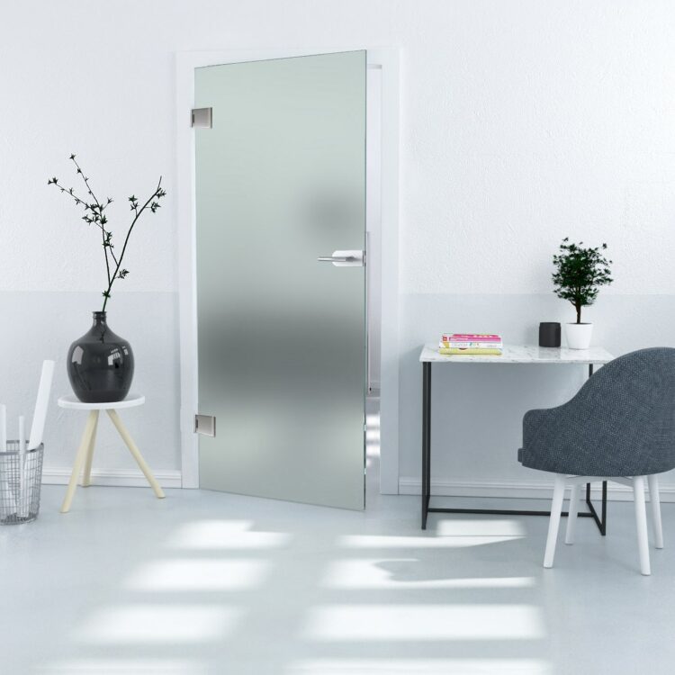 Ganzglastür in Satiniert, ESG, 8mm, Kanten poliert, Office/Studio
