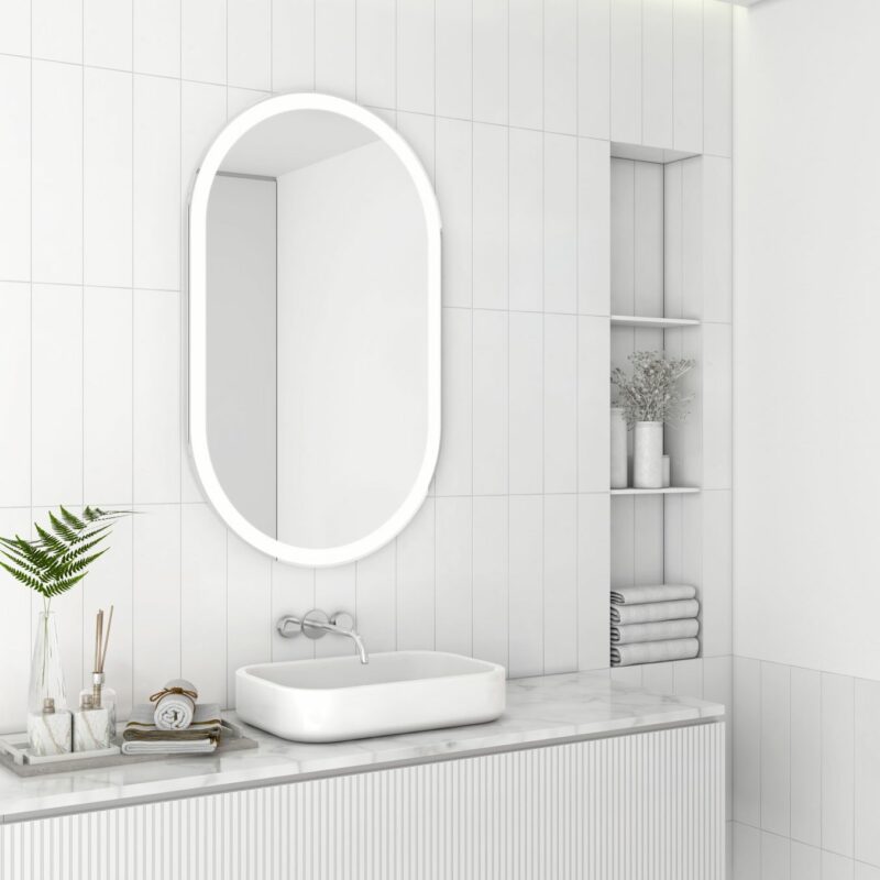 Cafe - Ovale Wandspiegel mit LED, 60 x 100 cm