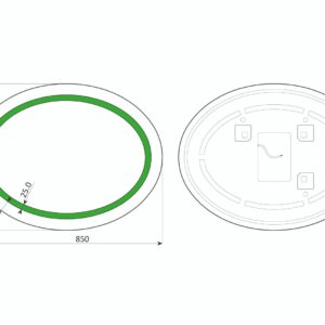 Dione - Ovaler mit umlaufend mattiertem Wandspiegel mit LED-Leuchtband, 85 x 65 cm
