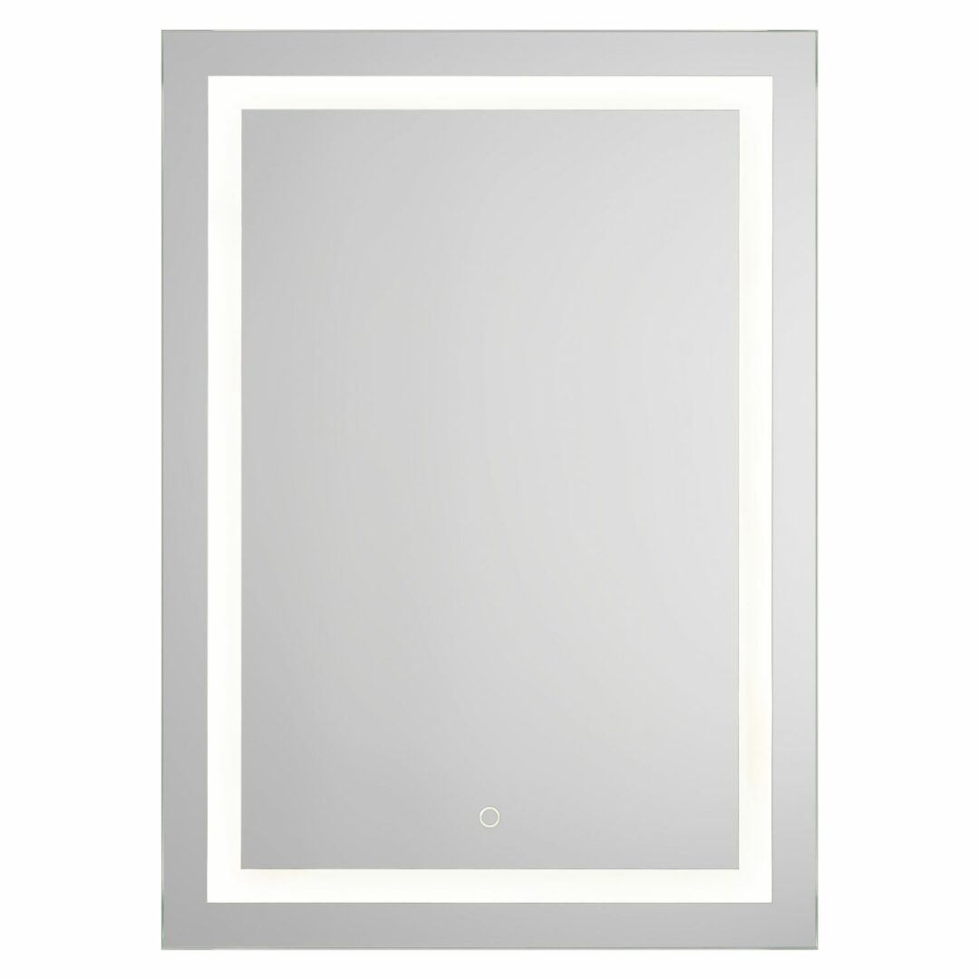 Focus Plus - Rechteck mit Berührungsschalter und umlaufendem Mattstreifen Wandspiegel mit LED, 50 x 70 cm