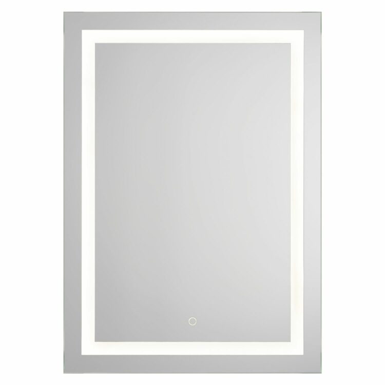 Focus Plus - Rechteck mit Berührungsschalter und umlaufendem Mattstreifen Wandspiegel mit LED, 50 x 70 cm