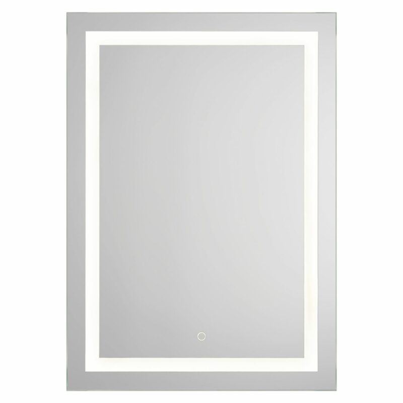 Focus Plus - Rechteck mit Berührungsschalter und umlaufendem Mattstreifen Wandspiegel mit LED, 50 x 70 cm