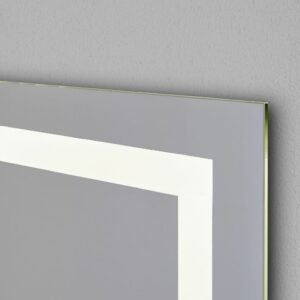 Focus Plus - Rechteck mit Berührungsschalter und umlaufendem Mattstreifen Wandspiegel mit LED, 50 x 70 cm