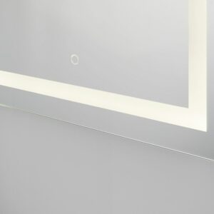 Focus Plus - Rechteck mit Berührungsschalter und umlaufendem Mattstreifen Wandspiegel mit LED, 50 x 70 cm