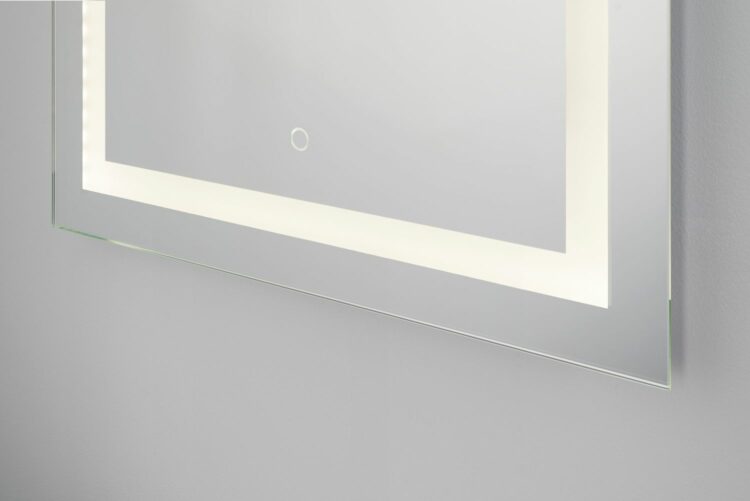 Focus Plus - Rechteck mit Berührungsschalter und umlaufendem Mattstreifen Wandspiegel mit LED, 50 x 70 cm