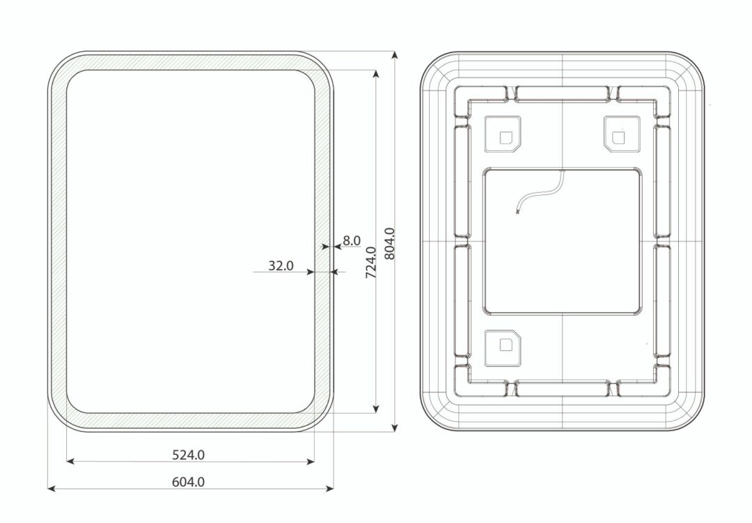 Hugo - Ovale Ecken, Rechteck Wandspiegel mit LED, 60 x 80 cm – Bild 4