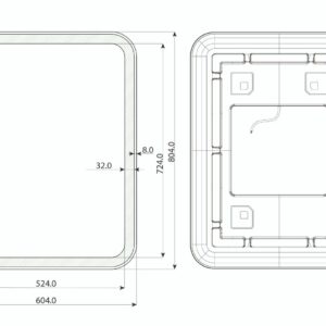 Hugo - Ovale Ecken, Rechteck Wandspiegel mit LED, 60 x 80 cm