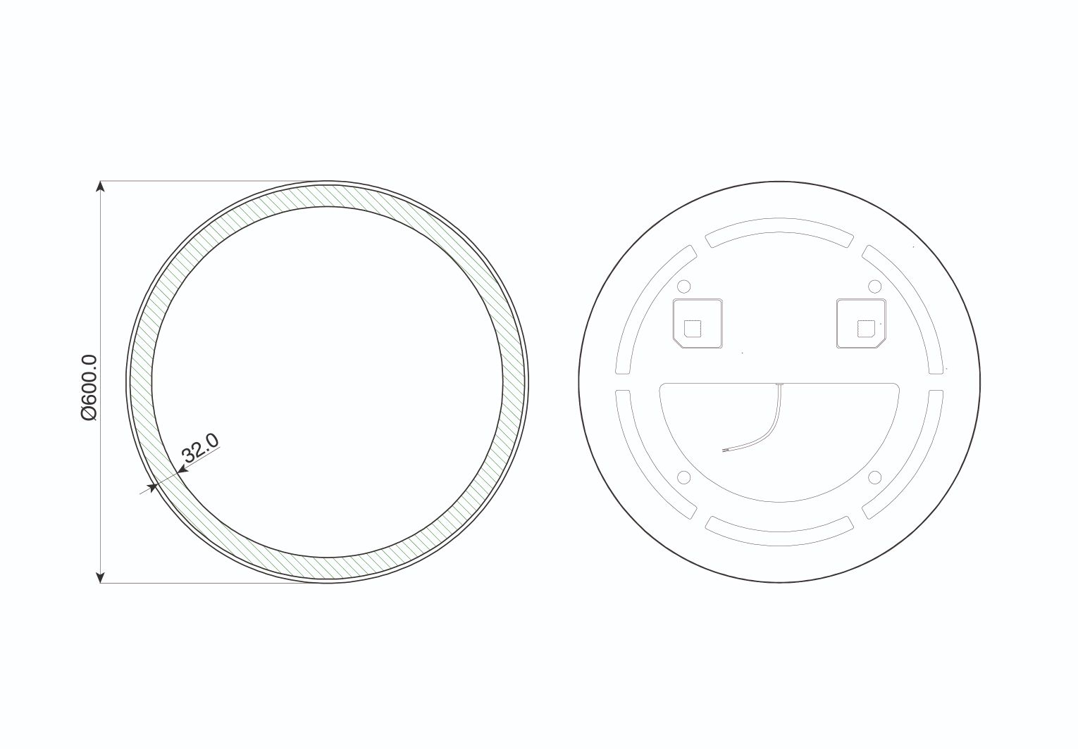 Omega - Kreis Wandspiegel mit LED, Ø60 - Ø70