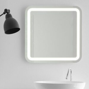 Perfect - Rechteck mit abgerundeten Ecken, umlaufend mattiertes Wandspiegel mit LED-Leuchtband
