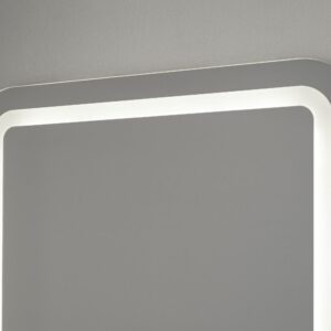 Perfect - Rechteck mit abgerundeten Ecken, umlaufend mattiertes Berührungsschalter Wandspiegel mit LED-Leuchtband, 60 x 60 cm