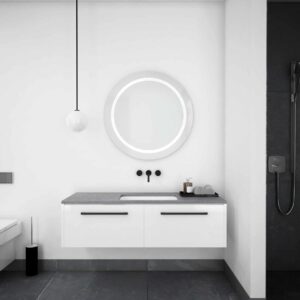 Triton - Kreis mit mattiertem Wandspiegel und LED-Leuchtband, Ø67 - Ø80