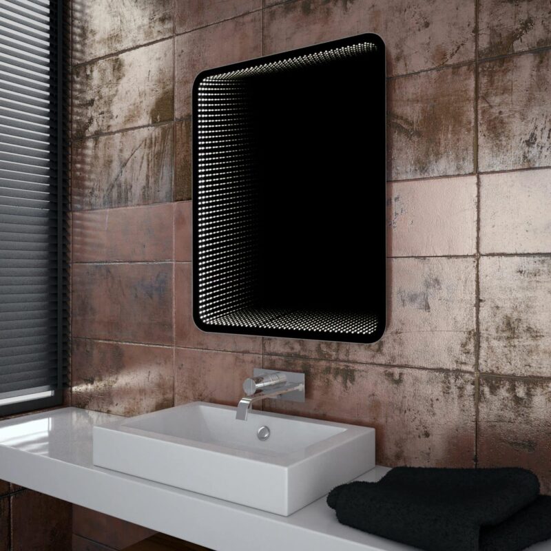 Wenecja Smart R - Ovale Ecken, Rechteck mit 3D Effekt, Berührungsschalter Wandspiegel mit LED, 79 x 65 cm
