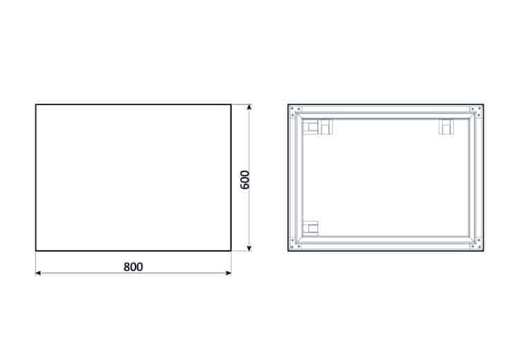 Box White Rechteck Wandspiegel im Weiss Rahmen aus gebürstetem Aluminium 60 x 80 cm-4