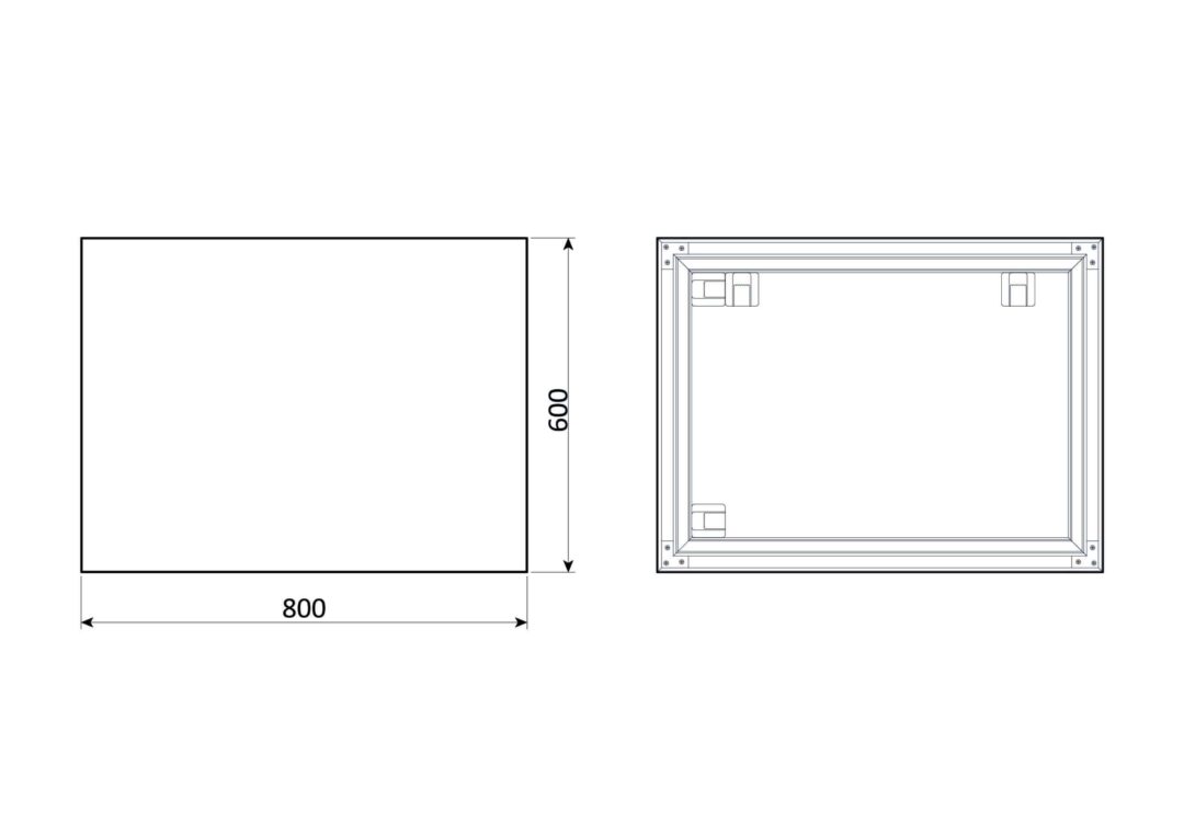 Box White Rechteck Wandspiegel im Weiss Rahmen aus gebürstetem Aluminium 60 x 80 cm-4