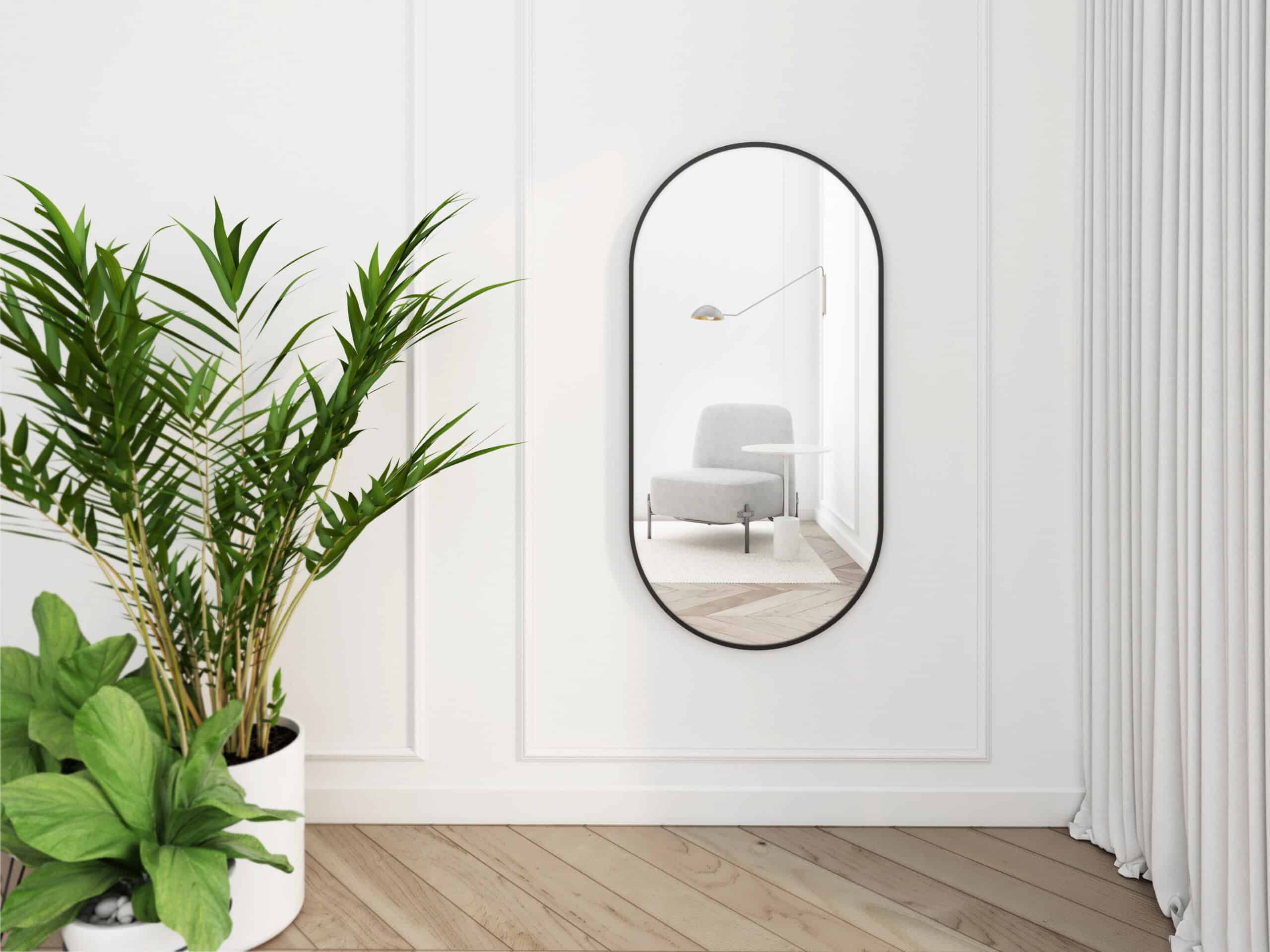 Joy Black Ovale Wandspiegel im schwarzen Rahmen aus gebürstetem Aluminium-1 Joy Black Ovale Wandspiegel im schwarzen Rahmen aus gebürstetem Aluminium-1