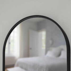 Joy Black Ovale Wandspiegel im schwarzen Rahmen aus gebürstetem Aluminium-2