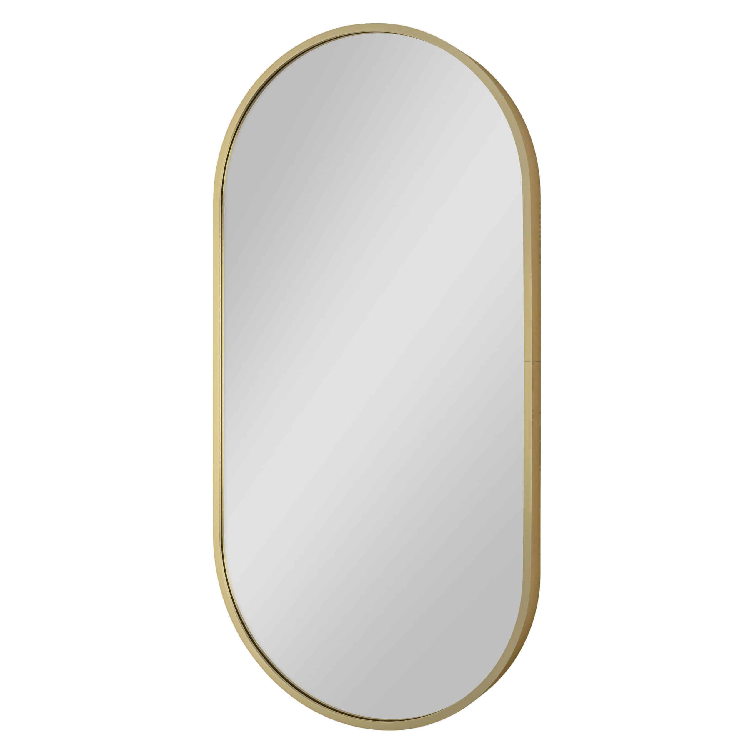 Joy Gold Ovale Wandspiegel im gelb Rahmen aus gebürstetem Aluminium-2 Joy Gold Ovale Wandspiegel im gelb Rahmen aus gebürstetem Aluminium-2