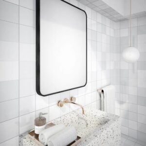 Nico Black Ovale Ecken Rechteck Wandspiegel im schwarzen Rahmen aus gebürstetem Aluminium-1