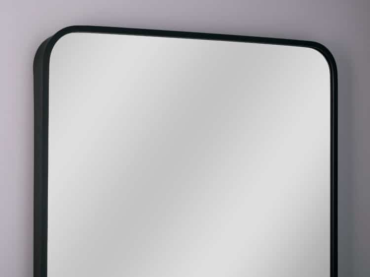 Nico Black Ovale Ecken Rechteck Wandspiegel im schwarzen Rahmen aus gebürstetem Aluminium-2