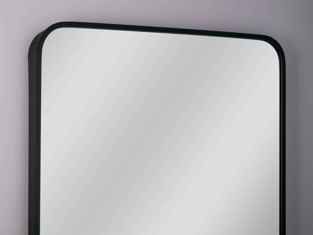Nico Black Ovale Ecken Rechteck Wandspiegel im schwarzen Rahmen aus gebürstetem Aluminium-2