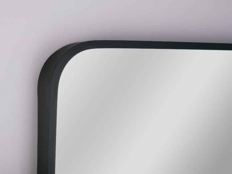 Nico Black Ovale Ecken Rechteck Wandspiegel im schwarzen Rahmen aus gebürstetem Aluminium-4
