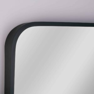 Nico Black Ovale Ecken Rechteck Wandspiegel im schwarzen Rahmen aus gebürstetem Aluminium-4