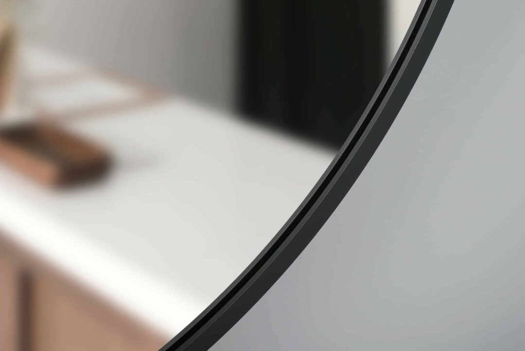 Nico Kolo Black Kreis Wandspiegel im schwarzen Rahmen aus gebürstetem Aluminium Ø60 - 80-3
