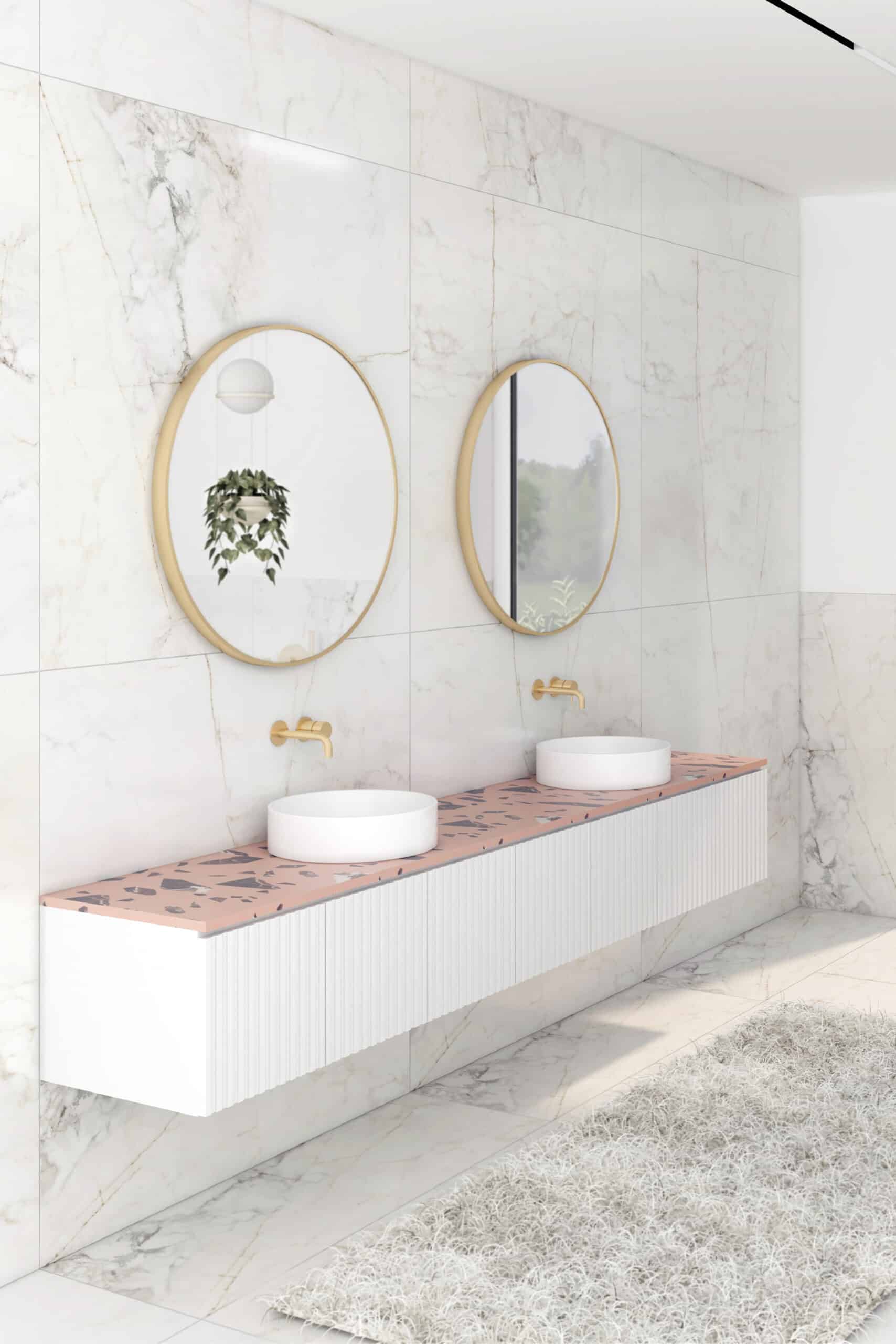 Nico Kolo Gold Kreis Wandspiegel im gelb Rahmen aus gebürstetem Aluminium Ø60 - 80-1