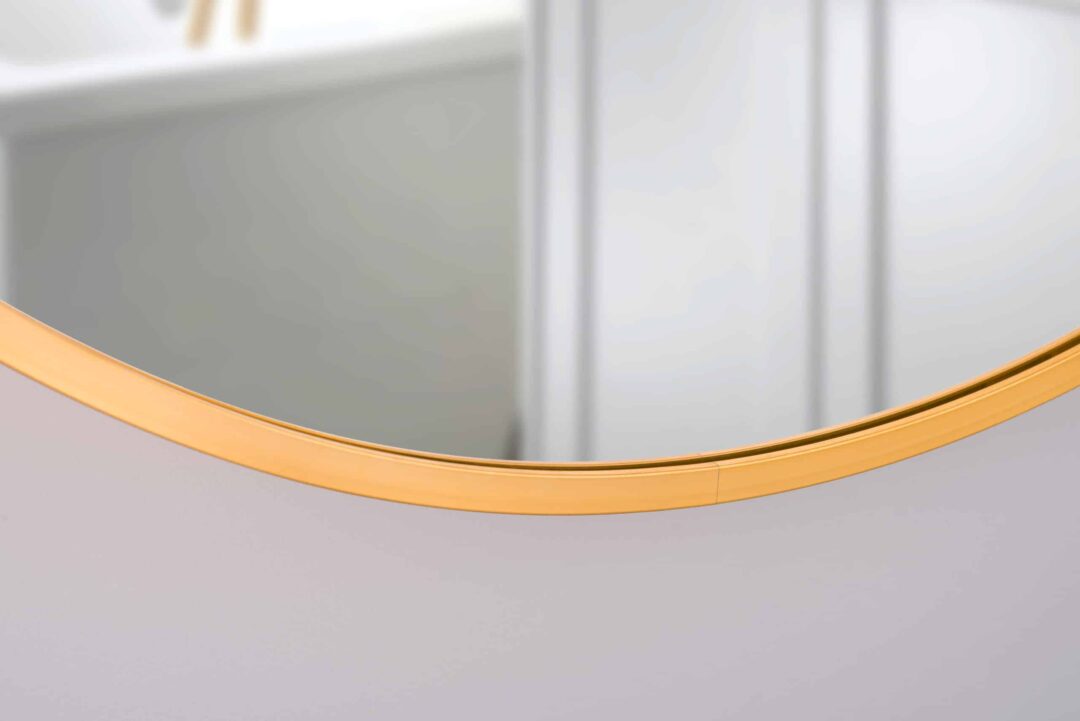 Nico Kolo Gold Kreis Wandspiegel im gelb Rahmen aus gebürstetem Aluminium Ø60 - 80-3
