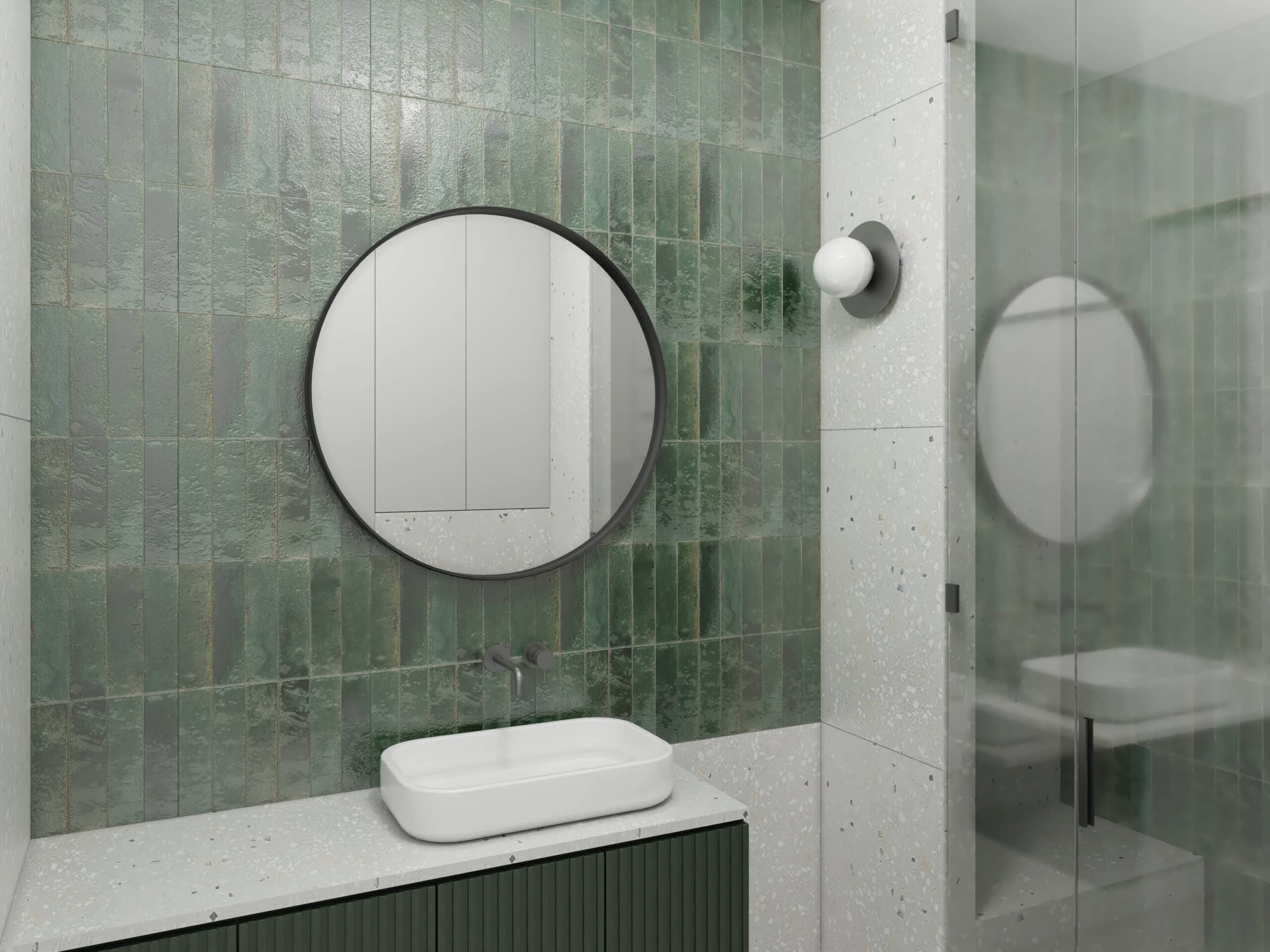 Oslo Kreis Wandspiegel im schwarzen Rahmen aus gebürstetem Aluminium Ø60 - 80-1